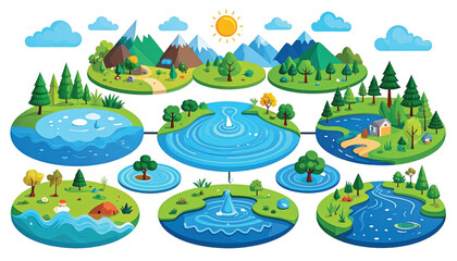 Obraz premium Water Drops on Pond Surface Closeup.