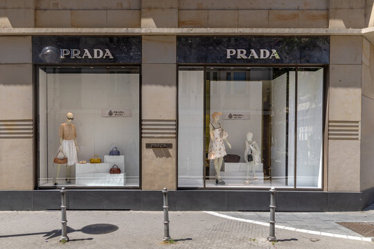 store window of prada shop in the Goethestrasse in Frankfurt.