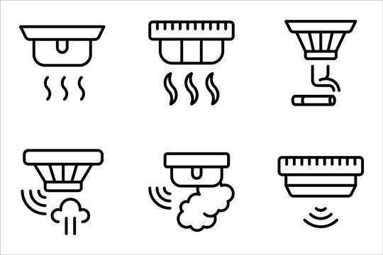 smoke detector icon set, Alarm celling. Fire accident, vector illustration on white background