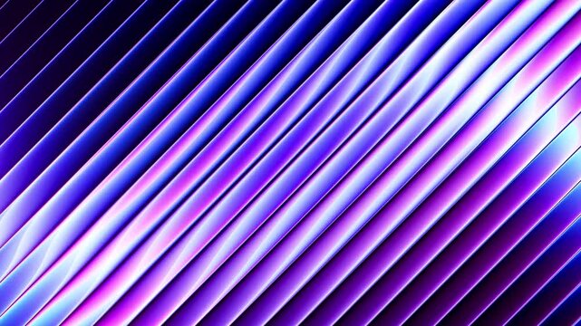 Vibrant refracted light flowing across ribbed glass surface with smooth glowing neon gradients and futuristic diagonal waves. Neon reflections rippling along layered glass ridges. Seamless loop. 4K