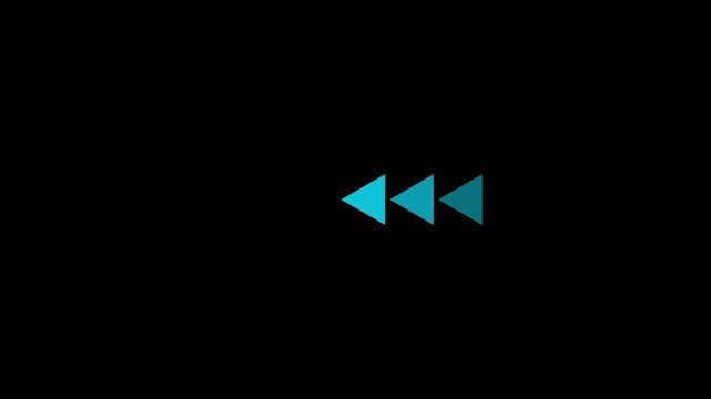 Turquoise Left Arrow Motion Animation with Backward Directional Indicator Rewind Symbol Speed Movement on Minimal Dark Technology Background