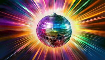 colorful disco ball in a vibrant burst of light