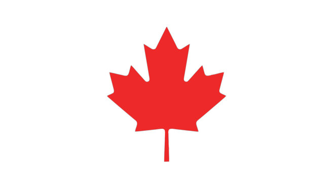 Red canadian maple leaf icon isolated on transparent background, Vector