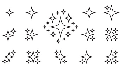 Obraz premium Sparkle Star Icon Set With Shine Glitter Magic Effect And Twinkling Light Symbol Collection Vector Illustration