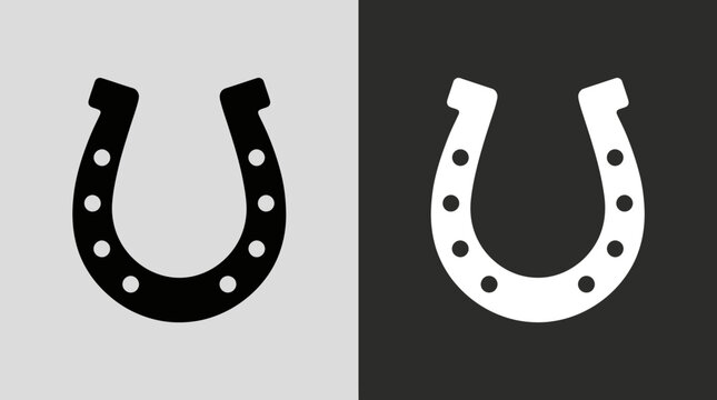Collection of 2 horseshoe icons on a split background.