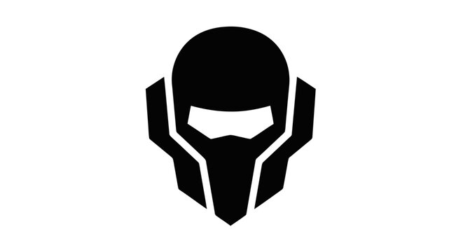 Vector illustration of minimalist stylized ninja warrior head icon vector illustration on a transparent background