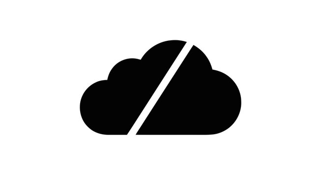 Vector illustration of cloud icon with a diagonal slash through it on a transparent background