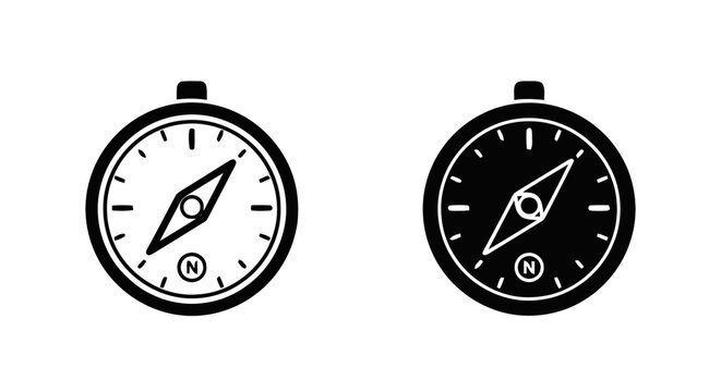 Vector illustration of set of compass icons, navigation equipment, vector illustration on a transparent background