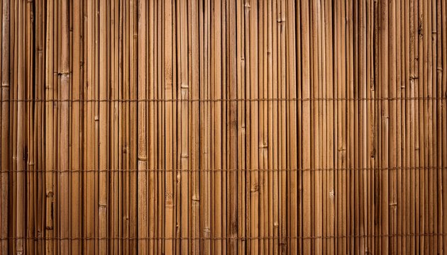 warm medium brown natural bamboo vertical slat reed fence wall texture seamless background