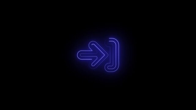 Bule Neon Arrow Icon Animation on Black Background 4K
