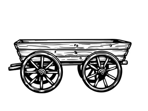 Ein klassischer, h&ouml;lzerner Leiterwagen in Seitenansicht.KI Generiert