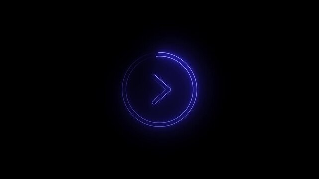 Bule Circle with Right arrow animated on a black background