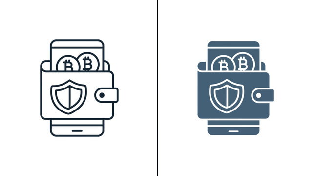 Digital Wallet with Cryptocurrency Bitcoin Secure Payment Icon