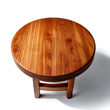Handwoven rattan round stool with wooden legs.