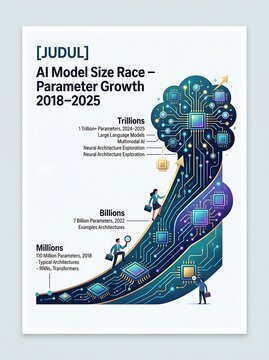 Infographic showing artificial intelligence model parameter growth