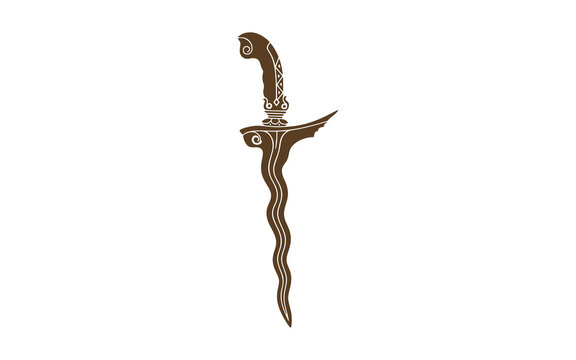 Traditional Javanese Keris (Kris) Vector Illustration, Indonesian Cultural Heritage
Minimalist vector illustration of a traditional Javanese keris, also known as kris
