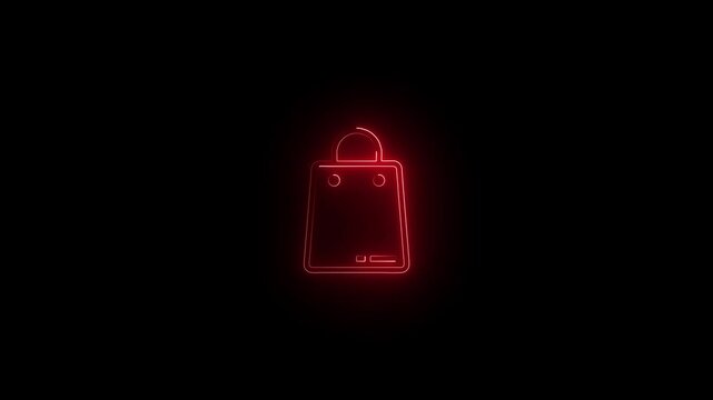Glowing neon line Shopping bag with a triple X icon isolated on black background. 4K Video motion graphic animation