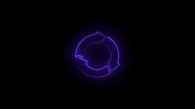Bule circle arrow refresh icon,on a black background, with 4k video animation.