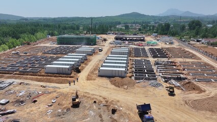 Large-scale energy storage power station construction site panoramic view © zhu difeng