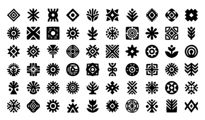Obraz premium Collection of 54 unique african tribal geometric symbols