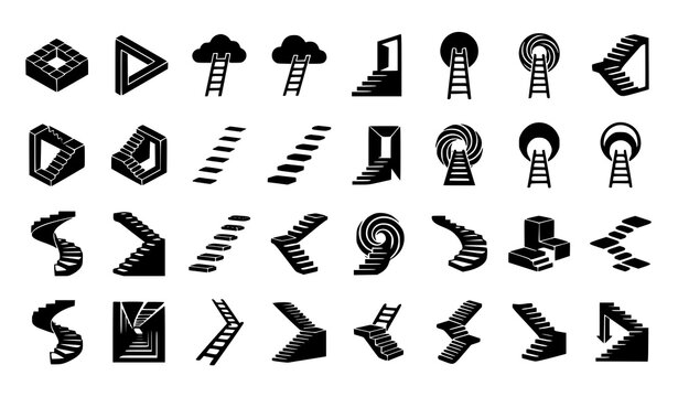 Impossible staircase collection optical illusions and geometric design elements