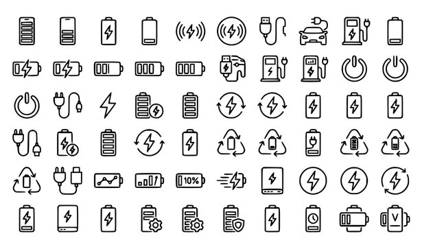 Battery and power icons set