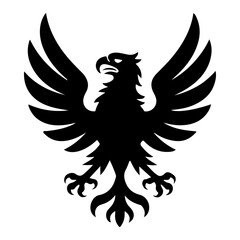 Fototapeta premium A bold, black-and-white heraldic vector illustration of a majestic eagle with wings spread. This classic icon symbolizes strength, power, and authority in design.