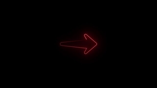 Red Neon Arrow Icon Animation on Black Background 4K
