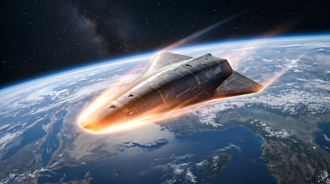 Hypersonic Missile Traveling Through Space Atmosphere