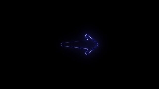 Bule Neon Arrow Icon Animation on Black Background 4K