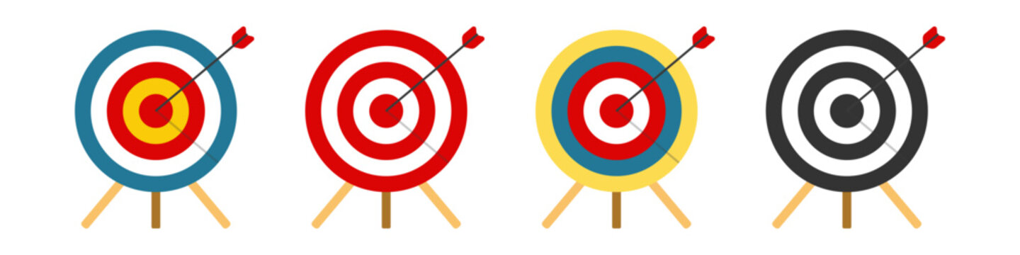 Target Boards With Arrows Flat Vector Icon Set