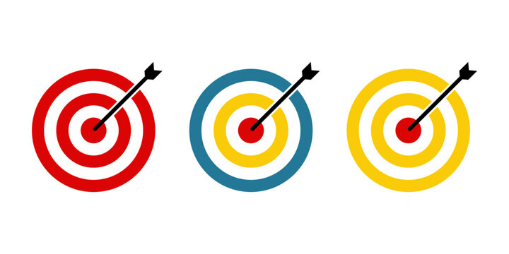 Target Boards With Arrows Flat Vector Icon Set