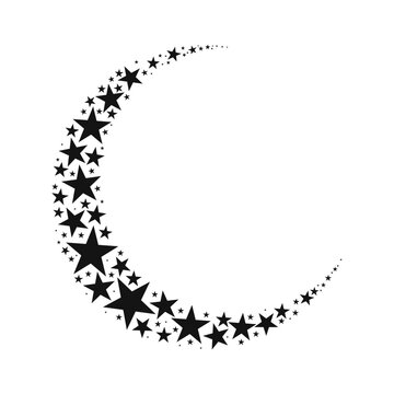 Crescent Moon Made of Stars Celestial Illustration Set