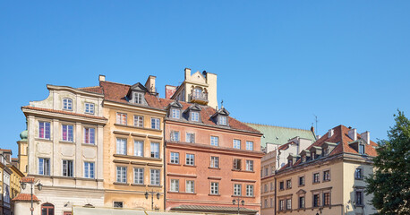 Fototapeta premium A street view of the buildings in Warsaw Old Town, Poland.