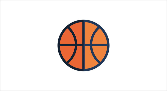 Orange Basketball Graphic with Black Lines.