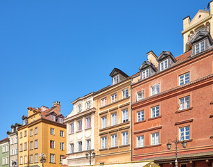 Fototapeta premium A street view of the buildings in Warsaw Old Town, Poland.
