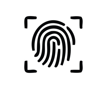 PrinTitle: Biometric fingerprint scanner identification privacy security line icont