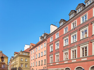 Fototapeta premium A street view of the buildings in Warsaw Old Town, Poland.