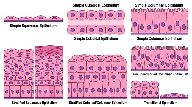 Classification of epithelial tissues in human anatomy
