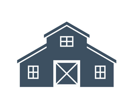 barn or farm building icon, agricultural industrial building exterior symbol