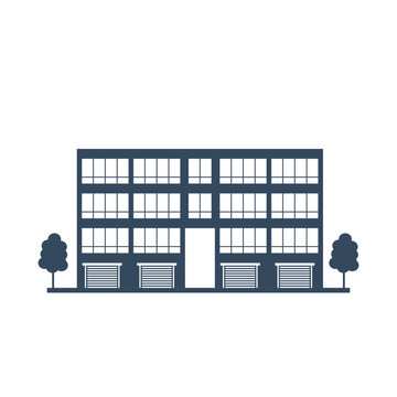 modern office building icon, art deco style condominium pictogram, luxury hotel silhouette