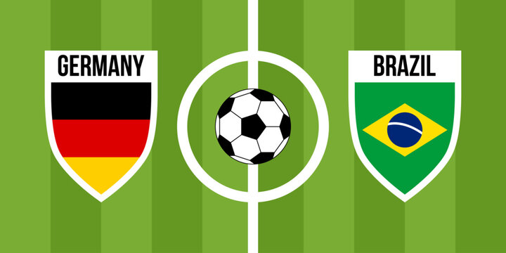 brazil vs brazil teams shield shaped national flags, international teams game announcement, championship final game poster