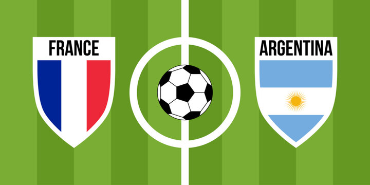 france vs argentina teams shield shaped national flags, international teams game announcement, championship final game poster