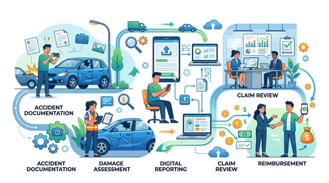 Car Insurance Claim Process: Accident to Reimbursement Illustration