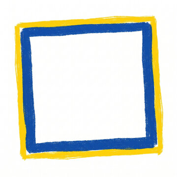 Blue Yellow Painted Square Frame PNG
