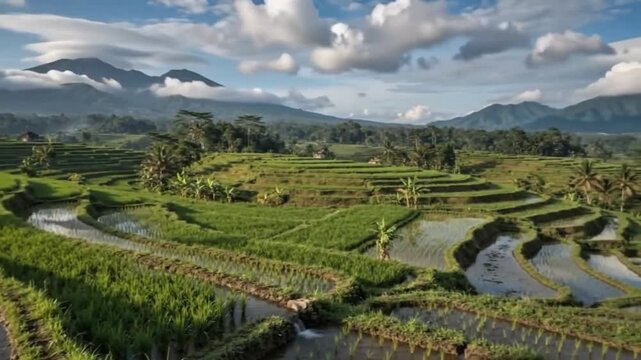 Timelapse Terasering Sawah Hijau di Bali (4K)