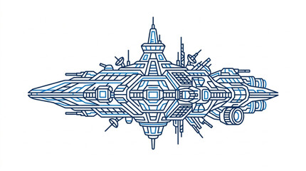 Futuristic spaceship illustration with intricate details and advanced technology. © Zack