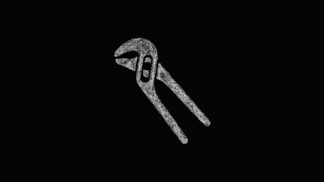 Sketch tongue and groove pliers icon animation - smooth progressive reveal