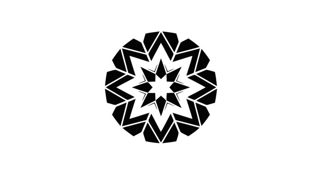 Vector illustration of abstract geometric mandala pattern with star shape on a transparent background