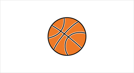Classic Orange Basketball with Black Lines Isolated. © Galon